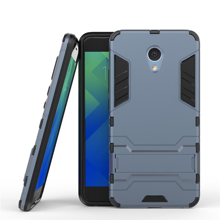 Solid PC + TPU Hybrid Protective Case with Kickstand for Meizu m5 Note - Dark Blue-2