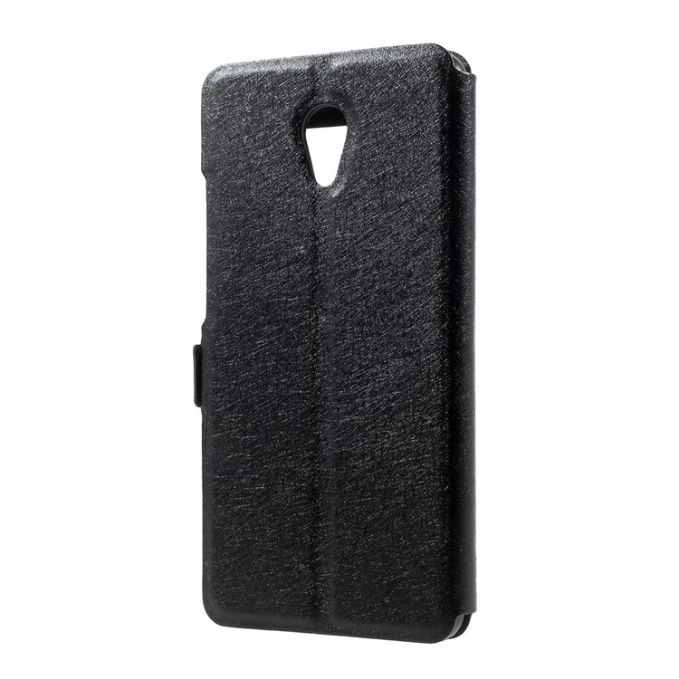 Silk Texture Dual Window Leather Case for Meizu m5 Note - Black-3
