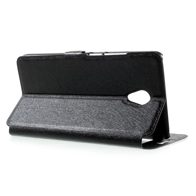 Silk Texture Dual Window Leather Case for Meizu m5 Note - Black-4