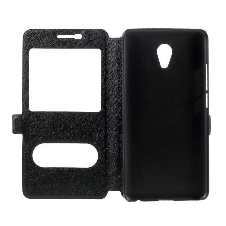 Silk Texture Dual Window Leather Case for Meizu m5 Note - Black-5