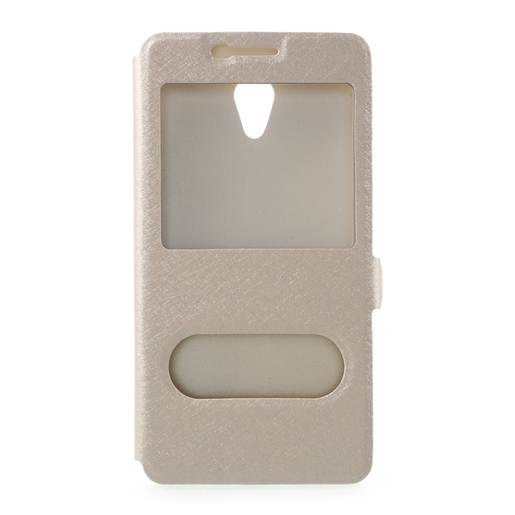 Double Window PU Leather Case for Meizu m5 Note - Gold-1