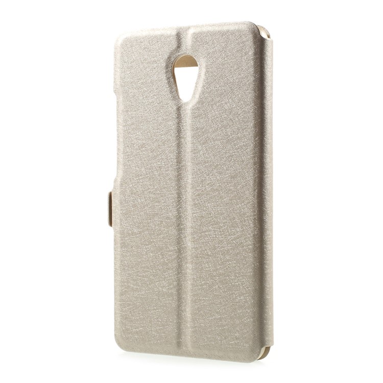 Double Window PU Leather Case for Meizu m5 Note - Gold-3