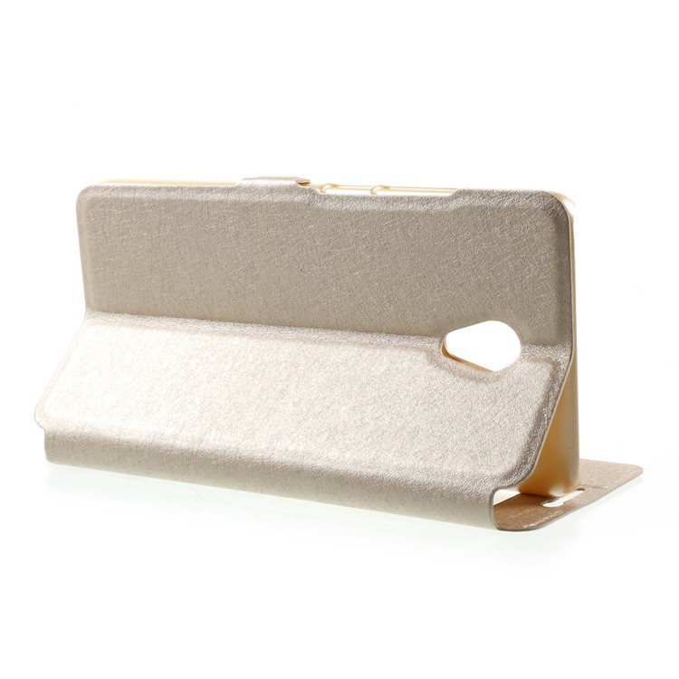Double Window PU Leather Case for Meizu m5 Note - Gold-4