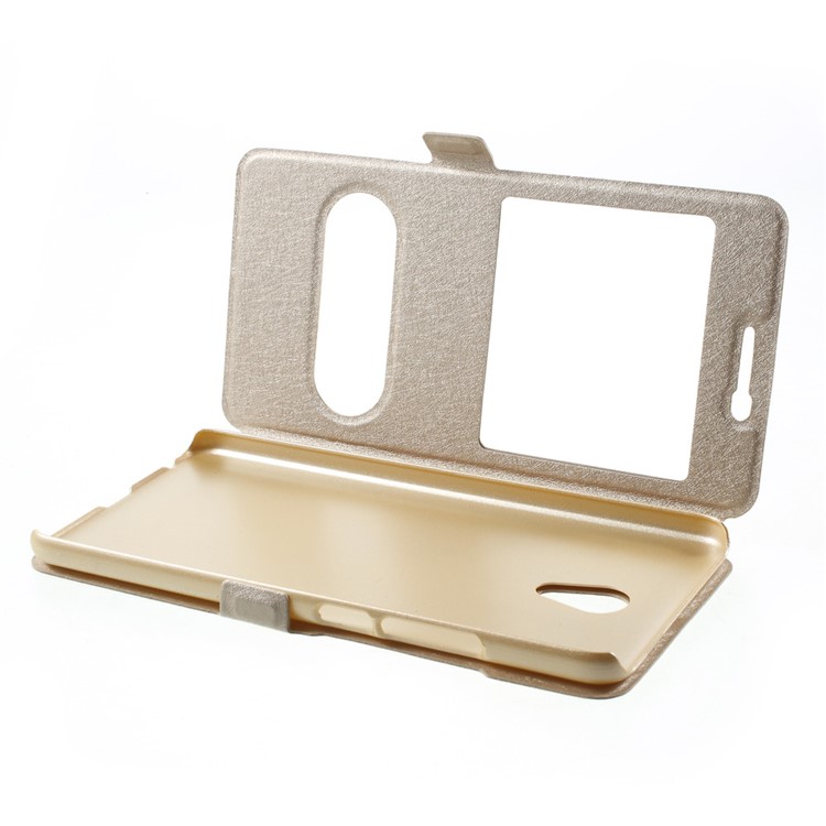 Double Window PU Leather Case for Meizu m5 Note - Gold-5