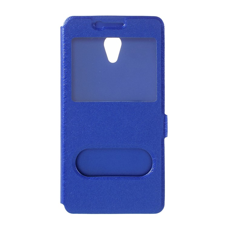 Dual Window View Leather Mobile Cover for Meizu m5 Note - Blue-1