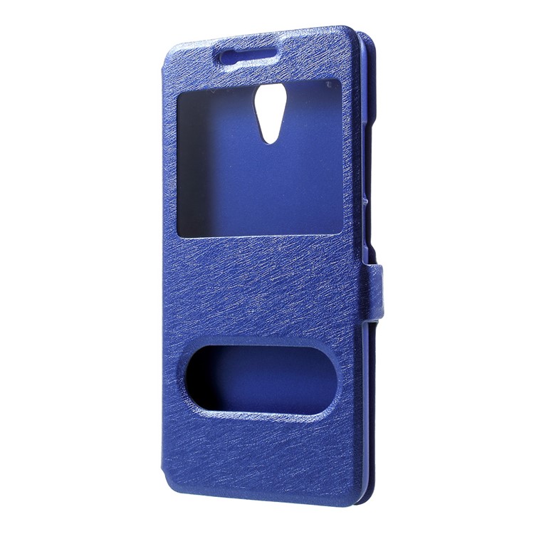 Dual Window View Leather Mobile Cover for Meizu m5 Note - Blue-2