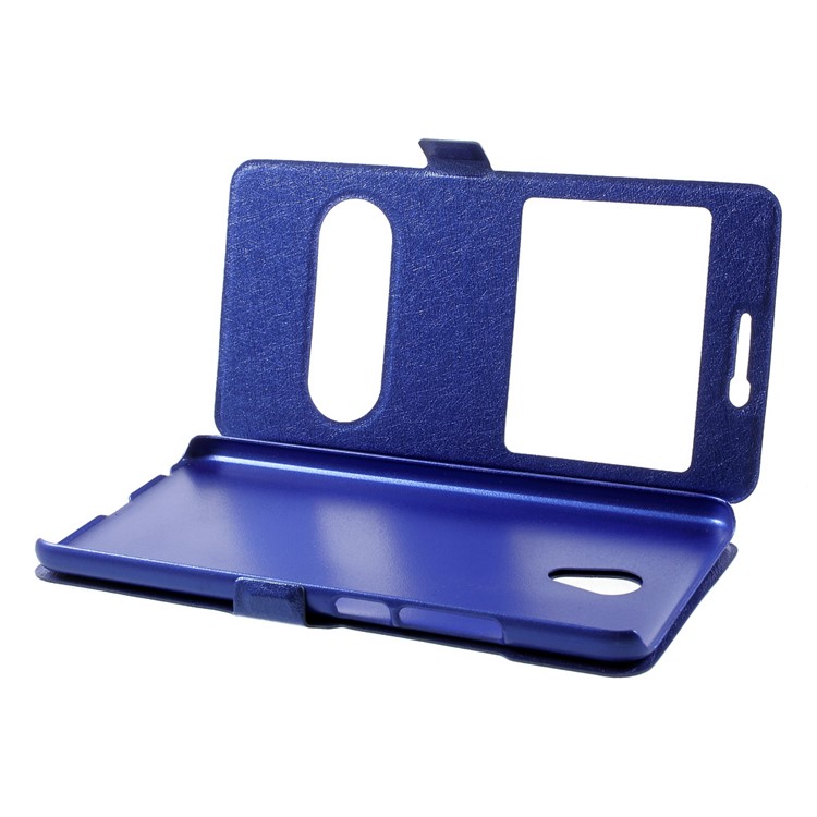 Dual Window View Leather Mobile Cover for Meizu m5 Note - Blue-5