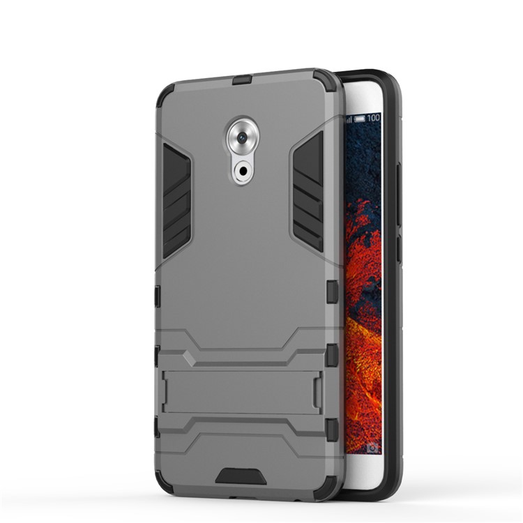 Solid PC TPU Hybrid Back Cover with Kickstand for Meizu Pro 6 Plus - Grey-2