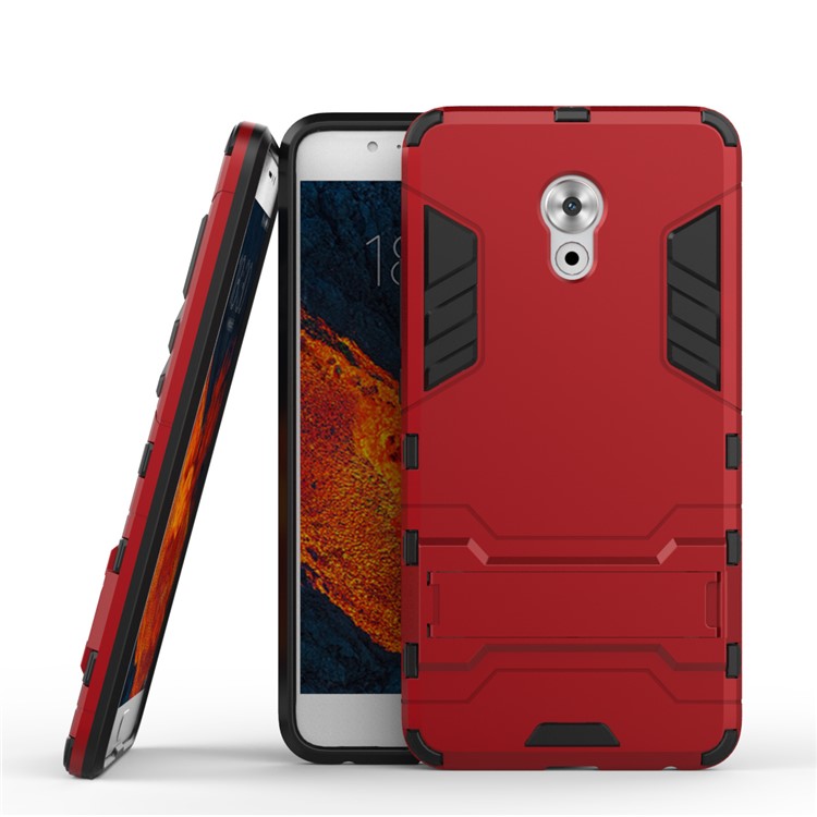 For Meizu Pro 6 Plus Hybrid Solid PC TPU Kickstand Case Accessory - Red-1