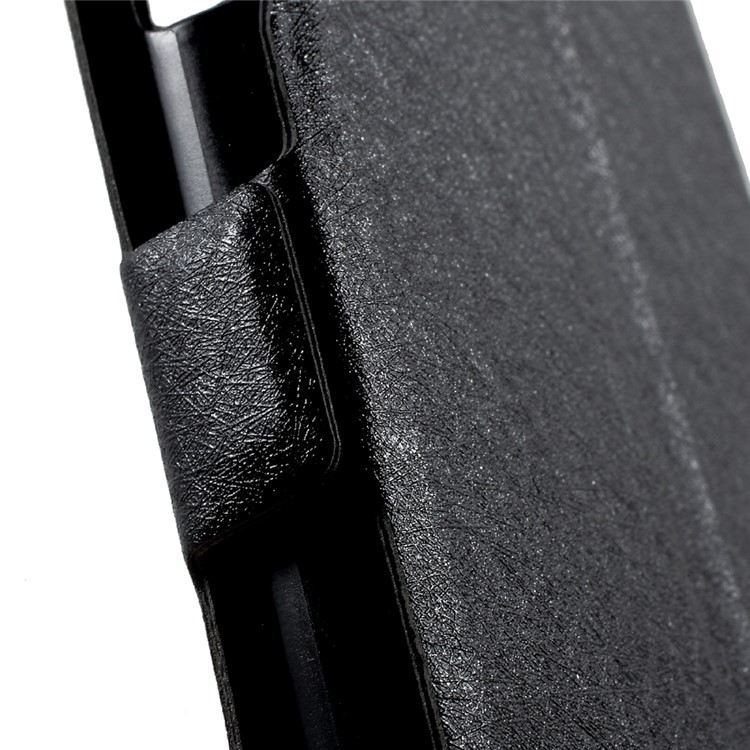 For Meizu M5s Silk Texture Dual Window Leather Phone Case Stand - Black-7