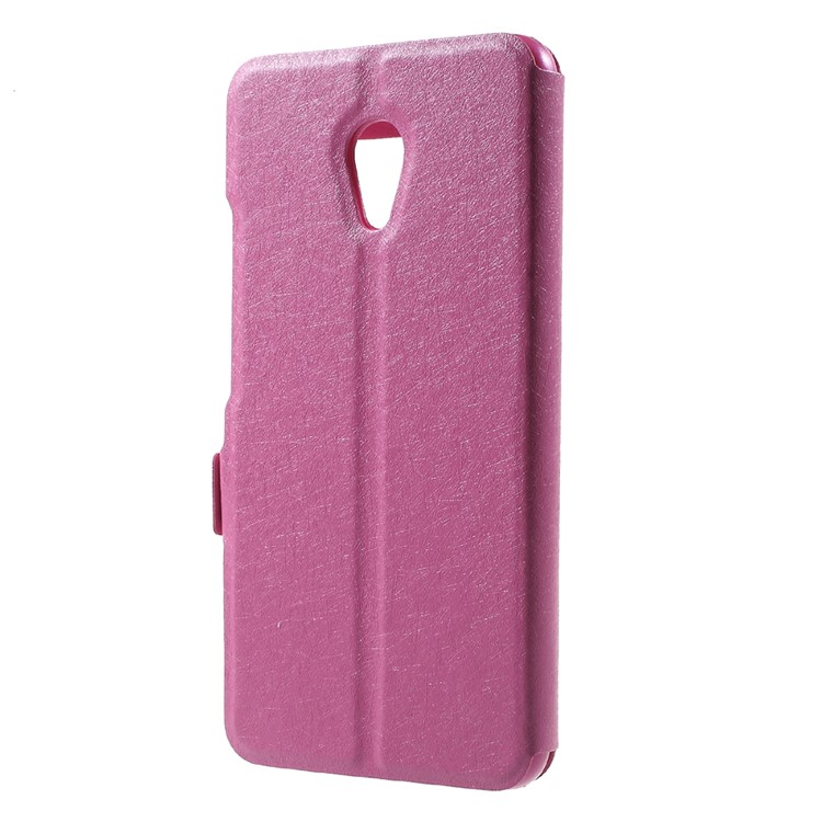 Silk Texture Dual Window Stand Leather Case Accessory for Meizu M5s - Rose-3