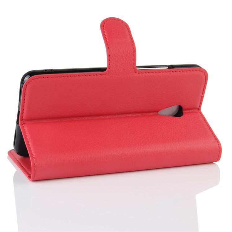 Lychee Grain PU Leather Wallet Cell Phone Case for Meizu M5s - Red-4