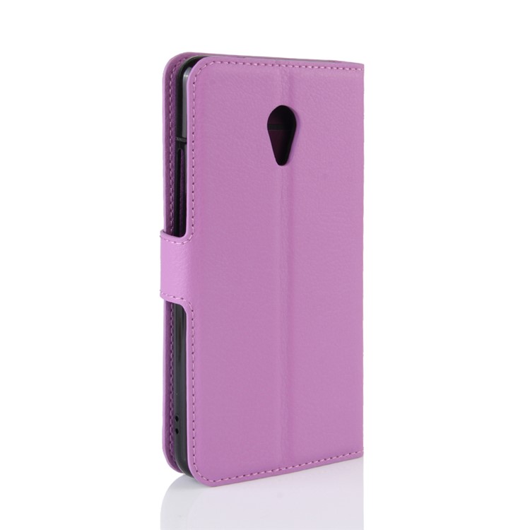 For Meizu M5s Lychee Grain Leather Stand Card Holder Case Cover - Purple-5