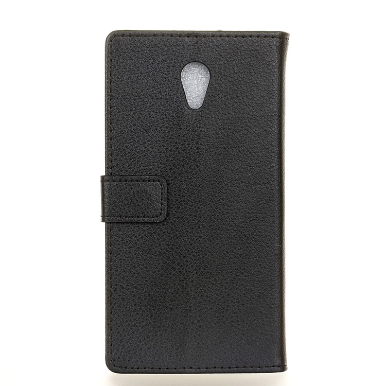Litchi Skin Leather Wallet Case for Meizu m5 Note - Black-3