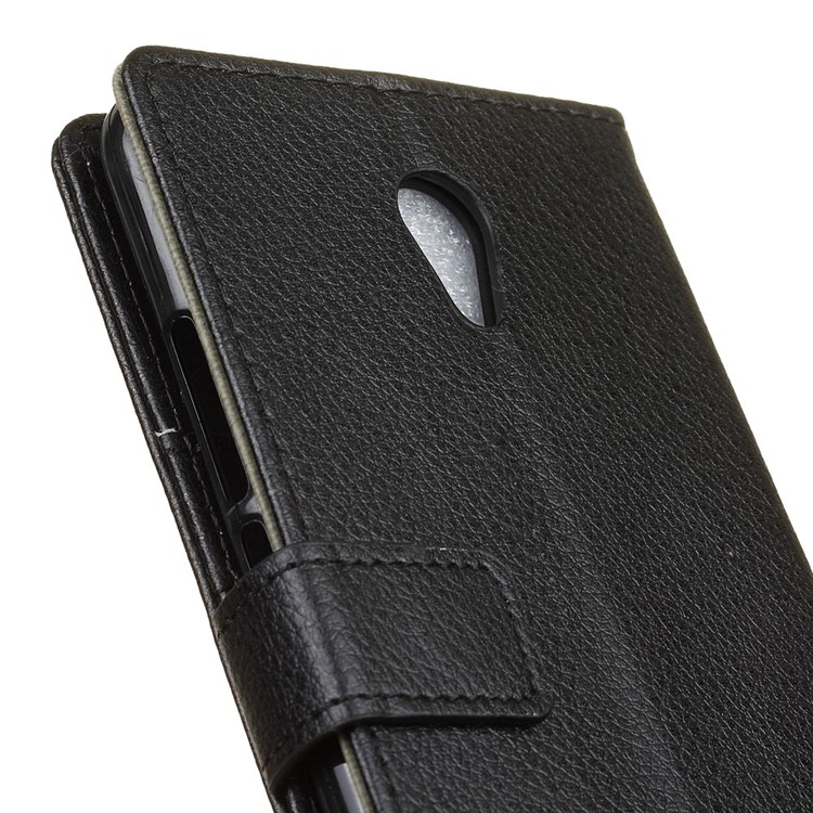 Litchi Skin Leather Wallet Case for Meizu m5 Note - Black-4