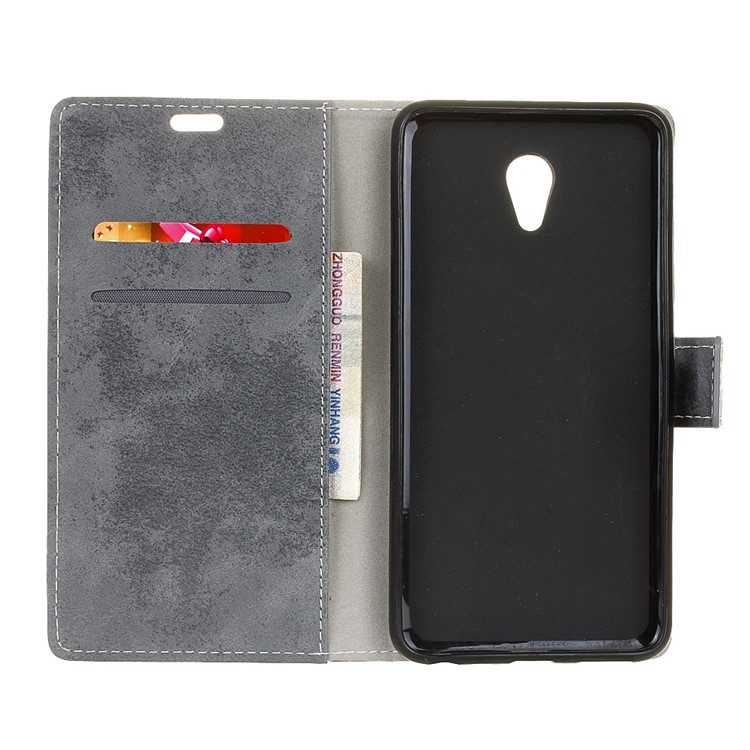 Vintage Style Wallet Leather Smartphone Case for Meizu m5 Note - Grey-5