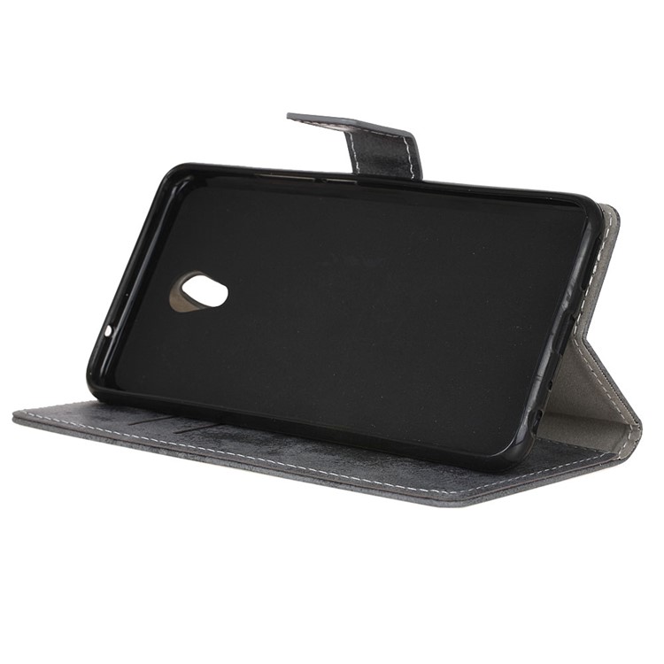 Vintage Style Wallet Leather Smartphone Case for Meizu m5 Note - Grey-6