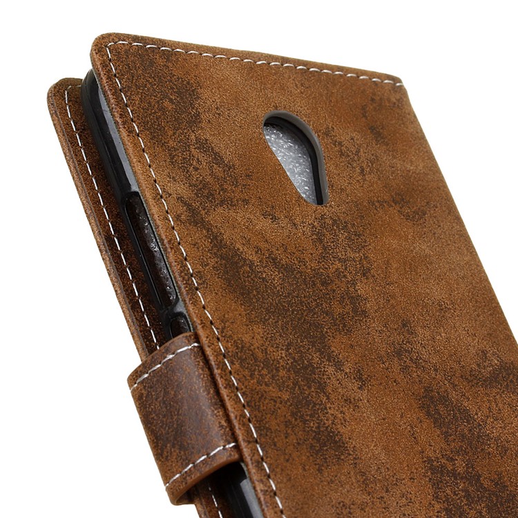 Vintage Style Leather Magnetic Case with Card Slots for Meizu m5 Note - Brown-4