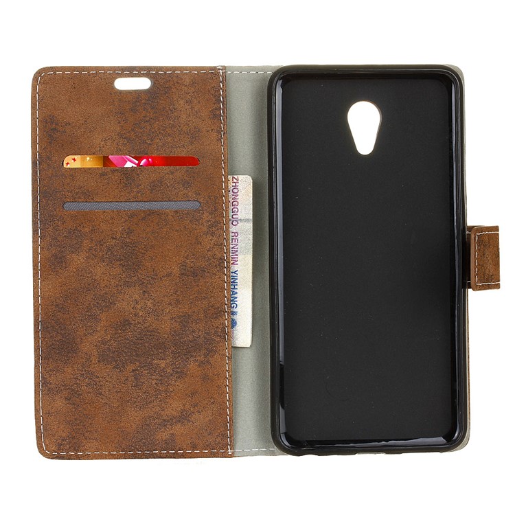 Vintage Style Leather Magnetic Case with Card Slots for Meizu m5 Note - Brown-5