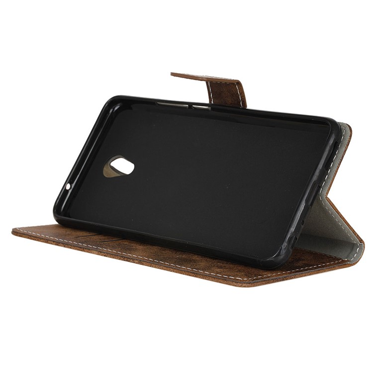 Vintage Style Leather Magnetic Case with Card Slots for Meizu m5 Note - Brown-6