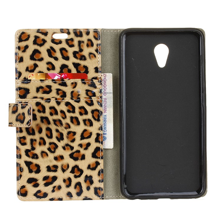Leopard Pattern Wallet Stand Cell Phone Case (PU Leather + TPU) for Meizu m5 Note-4