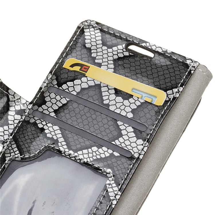 Snake Texture Stand Leather Wallet Phone Shell for Meizu m5 Note - Grey-2
