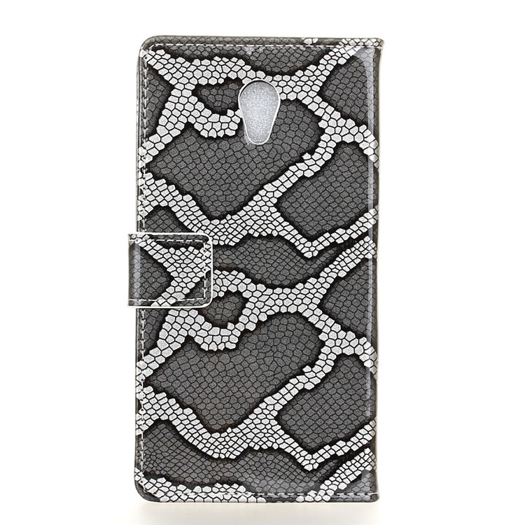 Snake Texture Stand Leather Wallet Phone Shell for Meizu m5 Note - Grey-3