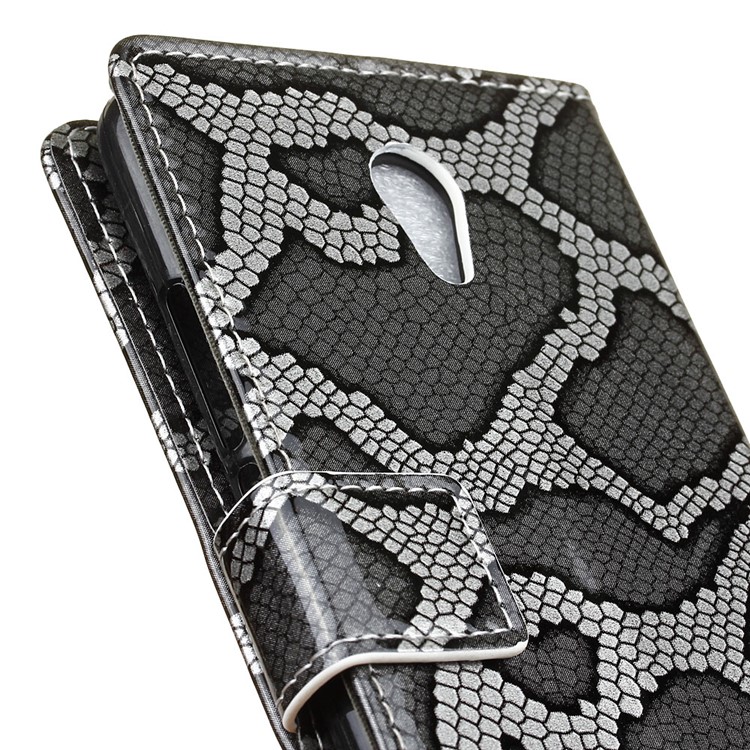 Snake Texture Stand Leather Wallet Phone Shell for Meizu m5 Note - Grey-4