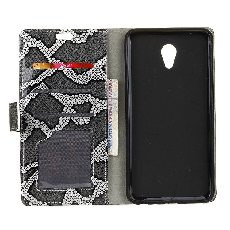 Snake Texture Stand Leather Wallet Phone Shell for Meizu m5 Note - Grey-5