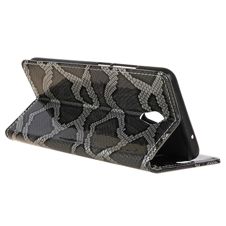 Snake Texture Stand Leather Wallet Phone Shell for Meizu m5 Note - Grey-7