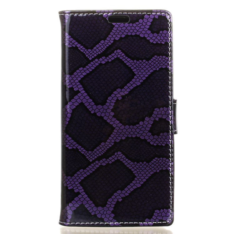 Snake Texture Wallet Stand Leather Protector Case for Meizu m5 Note - Purple-1