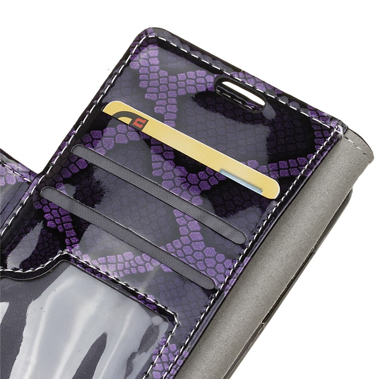 Snake Texture Wallet Stand Leather Protector Case for Meizu m5 Note - Purple-2