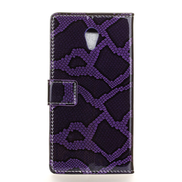 Snake Texture Wallet Stand Leather Protector Case for Meizu m5 Note - Purple-3