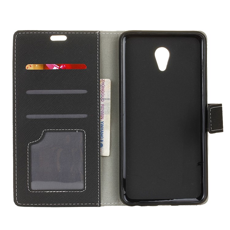 Cross Texture Leather Wallet Case for Meizu m5 Note - Black-5