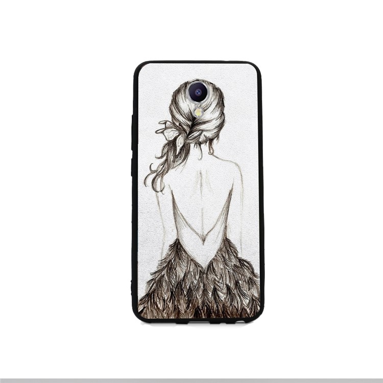 Printing Pattern Plastic TPU Back Case with Lanyard for Meizu m5 Note - Elegant Lady-1