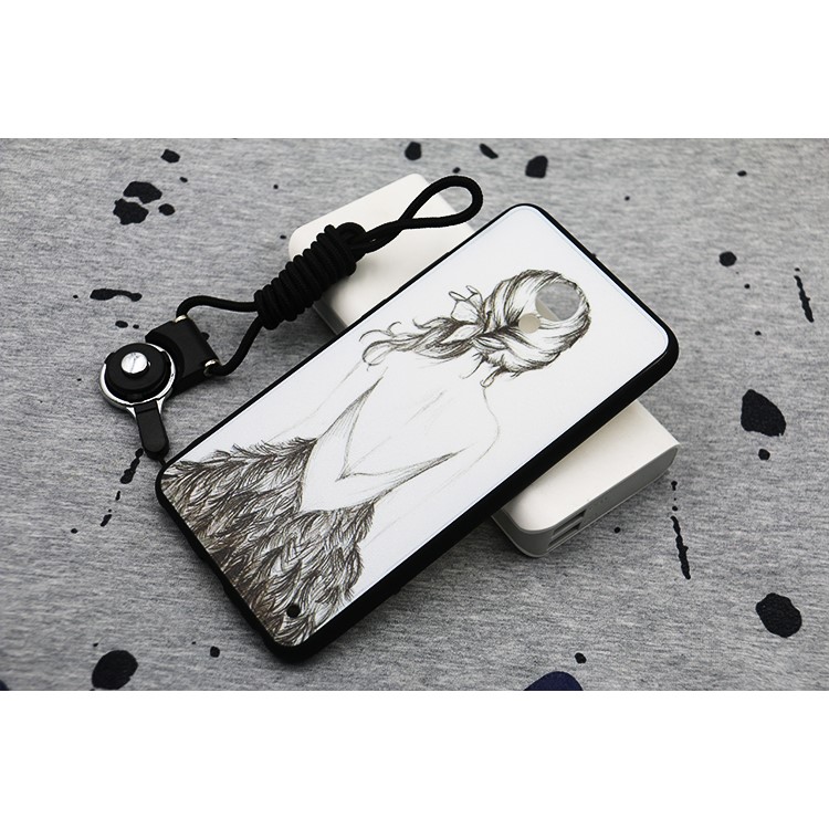 Printing Pattern Plastic TPU Back Case with Lanyard for Meizu m5 Note - Elegant Lady-3