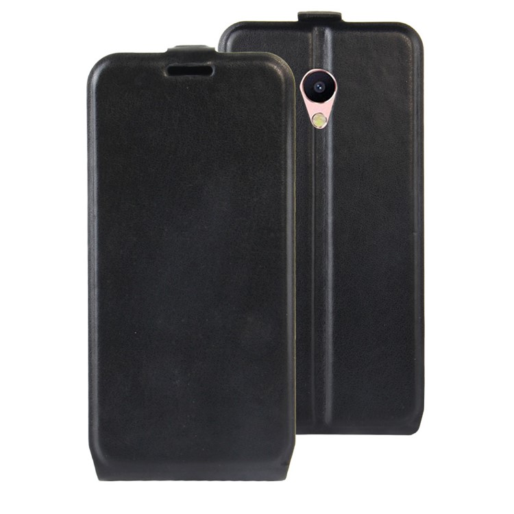 Crazy Horse Vertical Leather Flip Case with Card/Photo Slot for Meizu M5s - Black-1