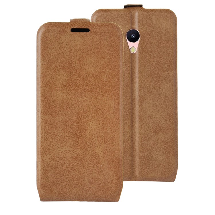 Crazy Horse Card Slot Vertical Leather Flip Cell Phone Cover for Meizu M5s - Brown-1