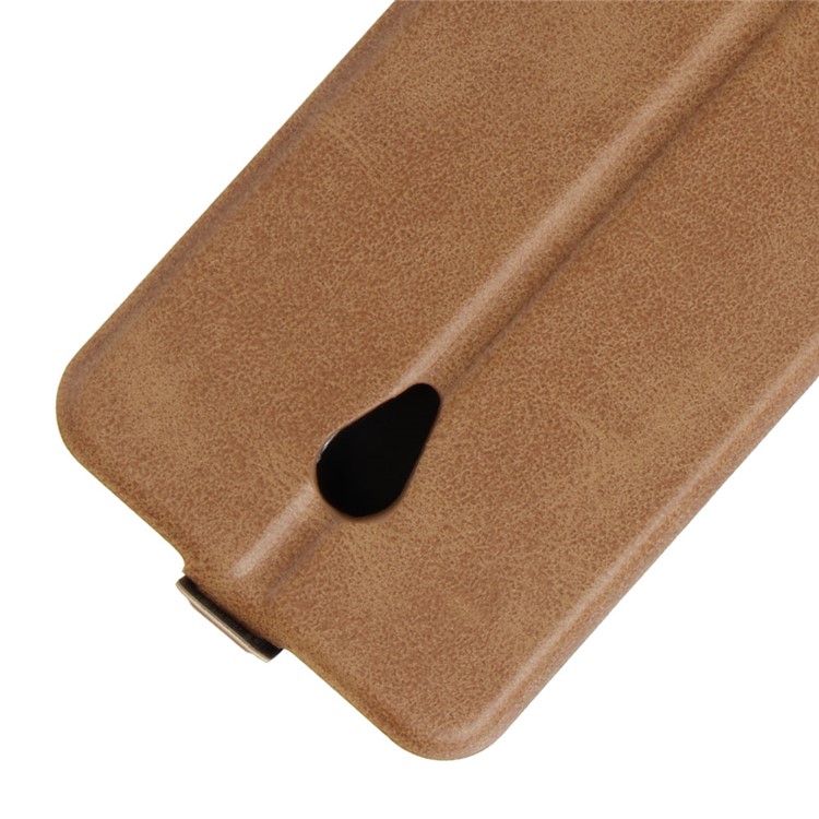 Crazy Horse Card Slot Vertical Leather Flip Cell Phone Cover for Meizu M5s - Brown-4