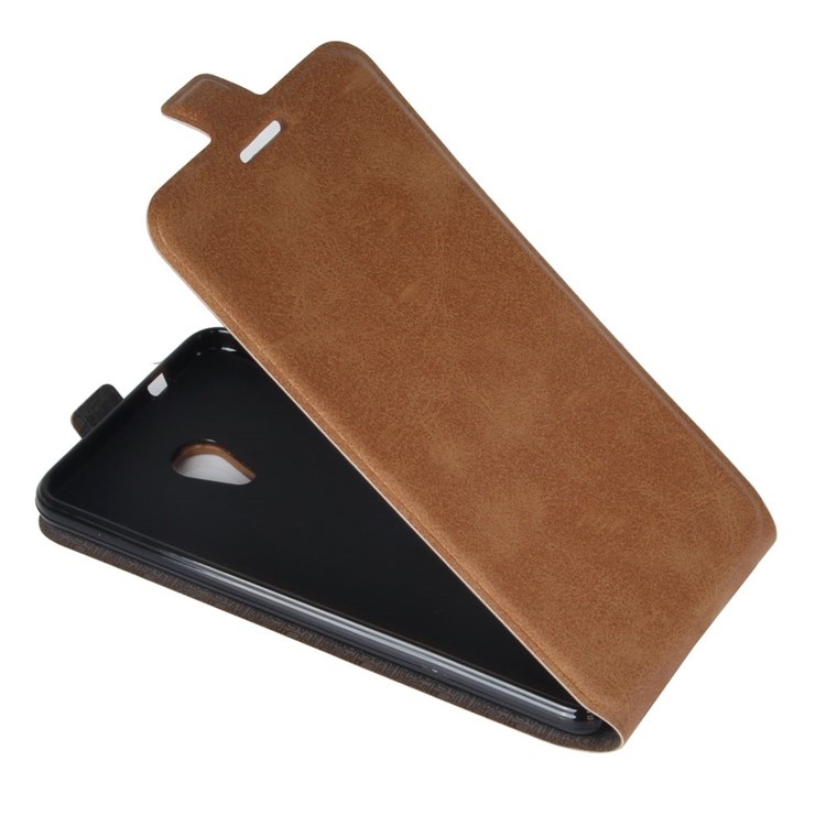 Crazy Horse Card Slot Vertical Leather Flip Cell Phone Cover for Meizu M5s - Brown-5