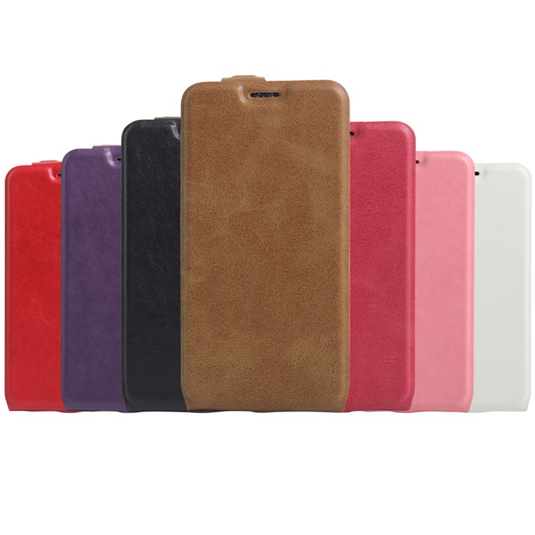 Crazy Horse Card Slot Vertical Leather Flip Cell Phone Cover for Meizu M5s - Brown-6