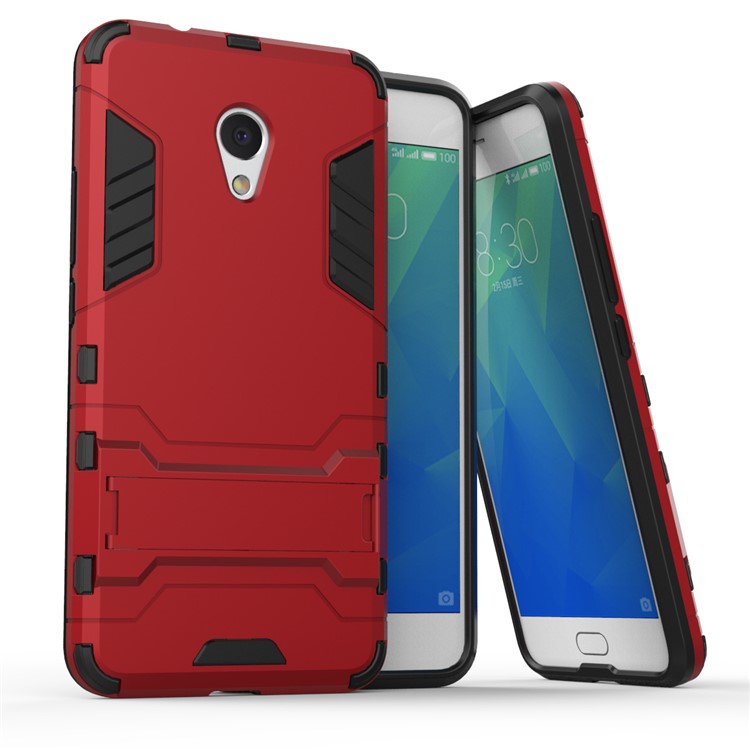 Cool Plastic TPU Kickstand Case Protective Cover for Meizu M5s - Red-1