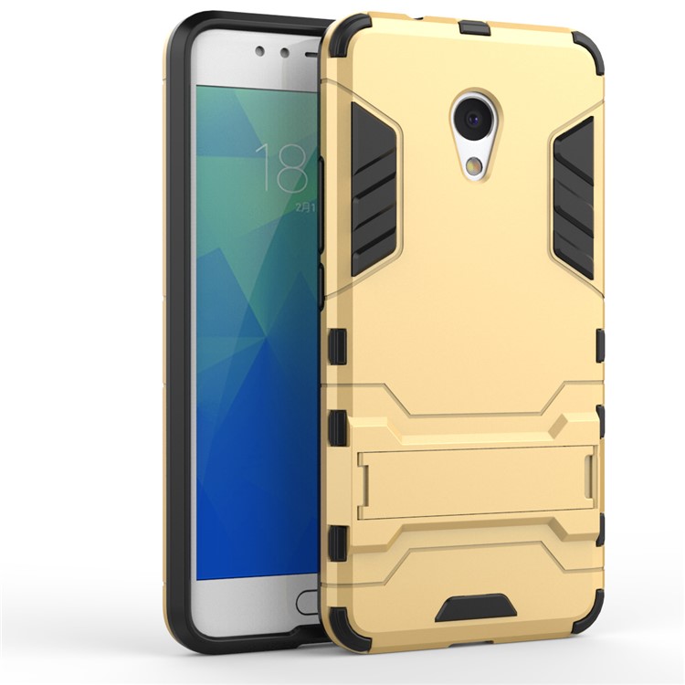 Cool Plastic TPU Kickstand Cellphone Case for Meizu M5s - Gold-2
