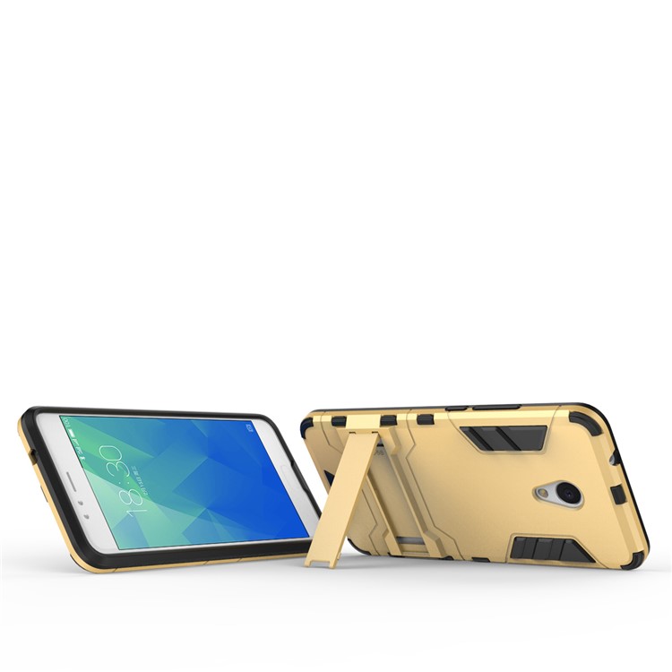 Cool Plastic TPU Kickstand Cellphone Case for Meizu M5s - Gold-4