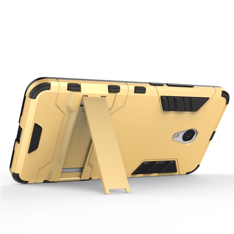 Cool Plastic TPU Kickstand Cellphone Case for Meizu M5s - Gold-5