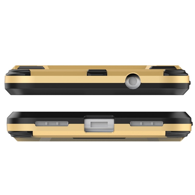 Cool Plastic TPU Kickstand Cellphone Case for Meizu M5s - Gold-7