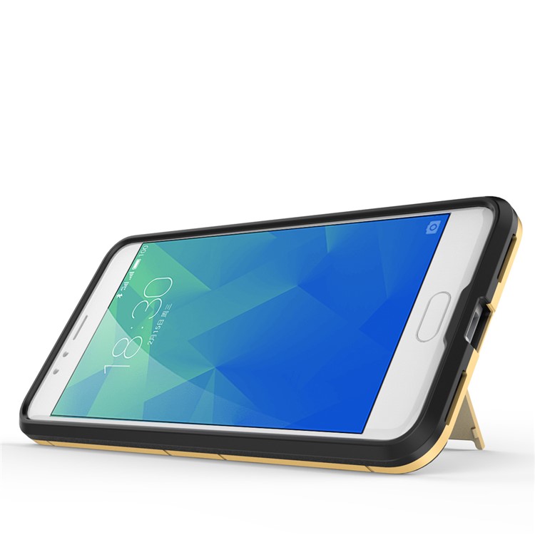 Cool Plastic TPU Kickstand Cellphone Case for Meizu M5s - Gold-9