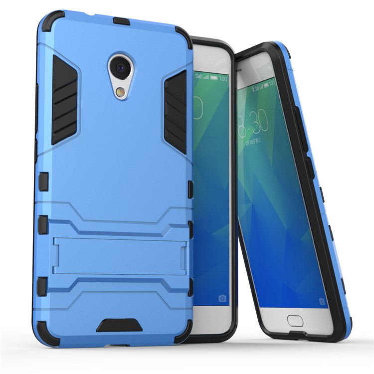 For Meizu M5s Cool Guard Plastic TPU Kickstand Mobile Case Accessory - Baby Blue-1