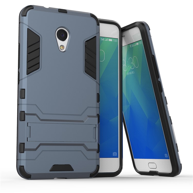 Cool Plastic TPU Kickstand Combo Mobile Cover for Meizu M5s - Dark Blue-1