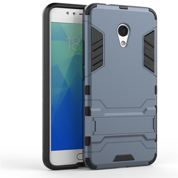 Cool Plastic TPU Kickstand Combo Mobile Cover for Meizu M5s - Dark Blue-2